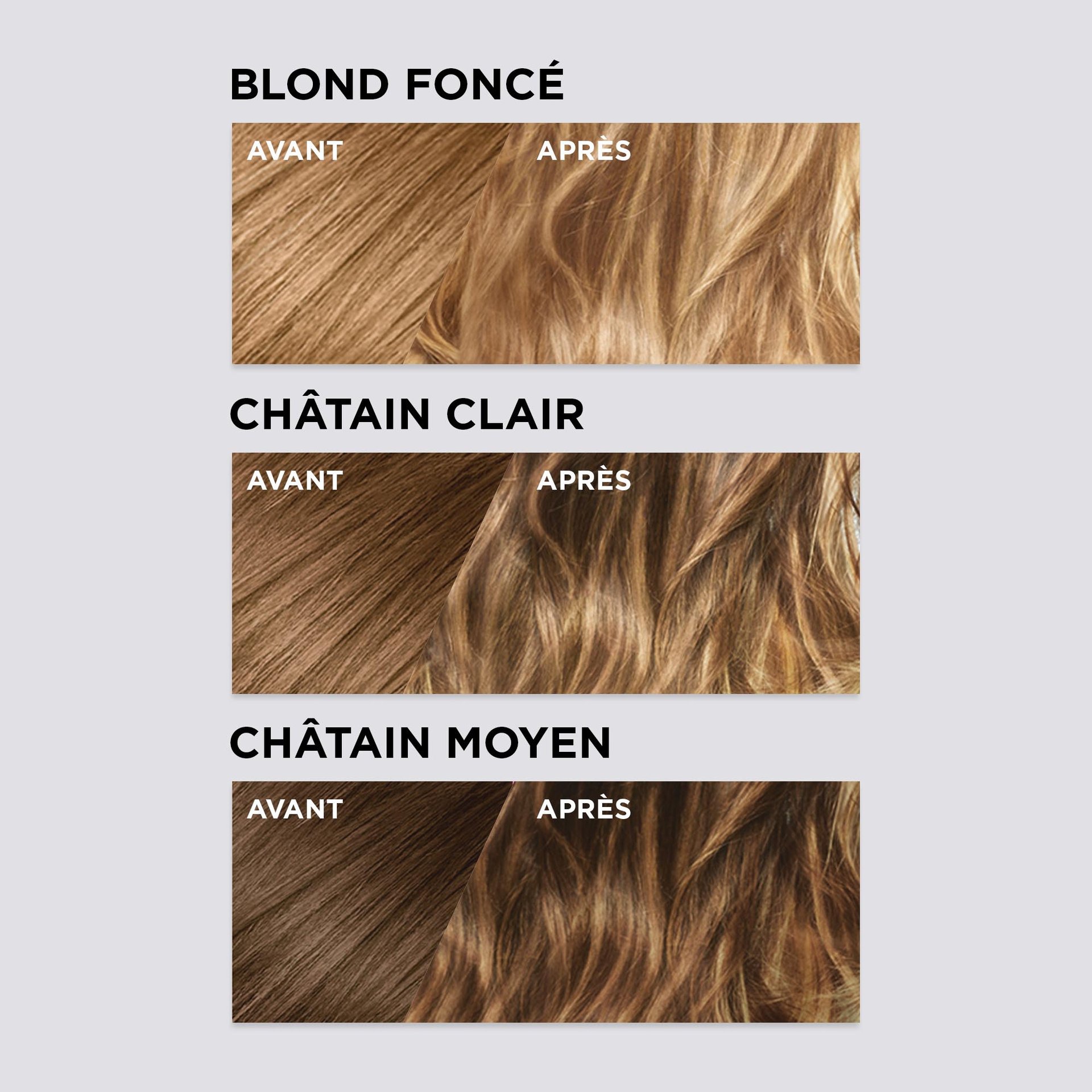 Avant et après utilisation de Colorista Décolorant Reflets